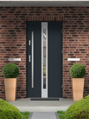 Drzwi MAXTERM ENERGO 72 | Program CZYSTE POWIETRZE | drzwi zewnętrzne do domu wejściowe Antracyt 100  Apis INOX