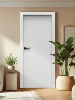 Drzwi wewnętrzne z ościeżnicą komplet Porta białe biały 70 80 90 przylgowe zestaw z ościeżnicą regulowaną i klamką nowoczesne Vector Premium