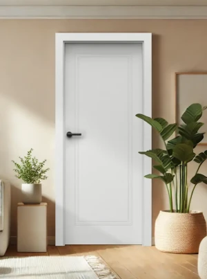 Drzwi wewnętrzne z ościeżnicą komplet Porta białe biały 70 80 90 przylgowe zestaw z ościeżnicą regulowaną i klamką nowoczesne Vector Premium