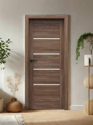 Drzwi wewnętrzne z ościeżnicą komplet Porta orzech ciemny verona drewno 70 80 90 przylgowe zestaw z ościeżnicą regulowaną i klamką nowoczesne Verte Home