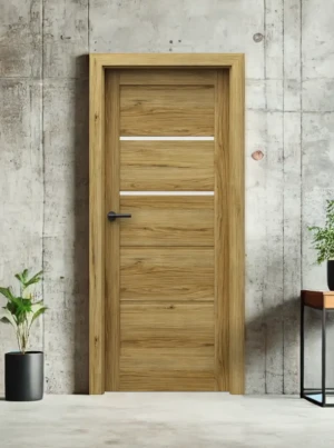 Drzwi wewnętrzne z ościeżnicą komplet Porta dąb naturalny dębowe drewno 70 80 90 bezprzylgowe zestaw z ościeżnicą regulowaną i klamką nowoczesne Verte Home