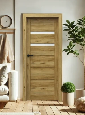 Drzwi wewnętrzne z ościeżnicą komplet Porta dąb naturalny dębowe drewno 70 80 90 bezprzylgowe zestaw z ościeżnicą regulowaną i klamką nowoczesne Verte Home