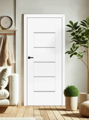 ZESTAW Skrzydło + ościeżnica drzwi wewnętrzne białe biały 70 80 90 bezprzylgowe DRE ramiakowe przeszklone do pokoju zestaw z ościeżnicą regulowaną i klamką nowoczesne Auri
