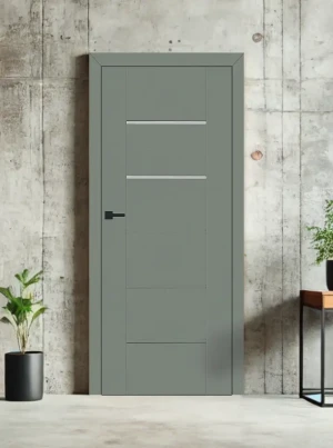 ZESTAW Skrzydło + ościeżnica drzwi wewnętrzne szałwia jasnozielone 70 80 90 bezprzylgowe DRE ramiakowe przeszklone do łazienki zestaw z ościeżnicą regulowaną i klamką nowoczesne Auri