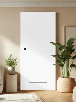 ZESTAW Skrzydło + ościeżnica drzwi wewnętrzne białe biały 70 80 90 bezprzylgowe DRE ramiakowe pełne do pokoju łazienki zestaw z ościeżnicą regulowaną i klamką nowoczesne Estra