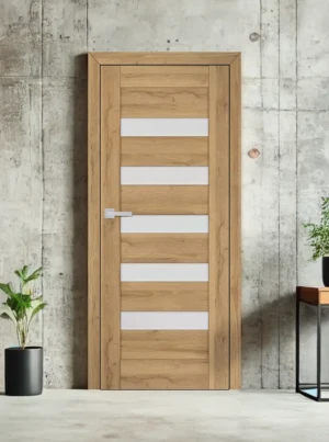 ZESTAW Skrzydło + ościeżnica drzwi wewnętrzne Erkado Magnolia 1 PREMIUM - bezprzylgowe ramiakowe drzwi do pokoju klasyczne przeszklone z szybą eleganc