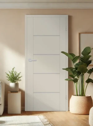 ZESTAW Skrzydło + ościeżnica drzwi wewnętrzne Erkado Laurencja 1 CPL - przylgowe ramiakowe drzwi do pokoju klasyczne przeszklone z szybą eleganckie 70