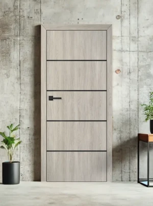 ZESTAW Skrzydło + ościeżnica drzwi wewnętrzne Erkado Altamura LUX 207 GREKO - bezprzylgowe czarna intarsja drzwi do pokoju i łazienki nowoczesne elega