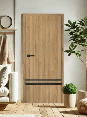 ZESTAW Skrzydło + ościeżnica drzwi wewnętrzne Erkado Altamura LUX 218 PREMIUM - przylgowe czarna intarsja drzwi do pokoju i łazienki nowoczesne elegan