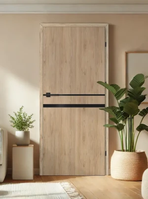 ZESTAW Skrzydło + ościeżnica drzwi wewnętrzne Erkado Altamura LUX 219 PREMIUM - przylgowe czarna intarsja drzwi do pokoju i łazienki nowoczesne elegan