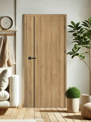 ZESTAW Skrzydło + ościeżnica drzwi wewnętrzne Erkado Altamura LUX 212 PREMIUM - przylgowe czarna intarsja drzwi do pokoju i łazienki nowoczesne elegan