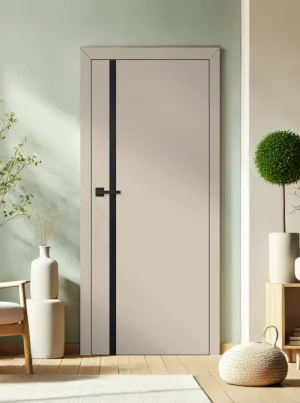 ZESTAW Skrzydło + ościeżnica drzwi wewnętrzne Erkado Altamura LUX 220 CPL - bezprzylgowe czarna intarsja drzwi do pokoju i łazienki nowoczesne eleganc