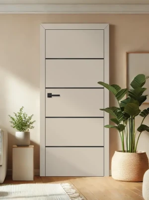 ZESTAW Skrzydło + ościeżnica drzwi wewnętrzne Erkado Altamura LUX 207 CPL - bezprzylgowe czarna intarsja drzwi do pokoju i łazienki nowoczesne eleganc