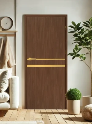 ZESTAW Skrzydło + ościeżnica drzwi wewnętrzne Erkado Altamura LUX 419 PREMIUM - przylgowe złota intarsja drzwi do pokoju i łazienki nowoczesne eleganc