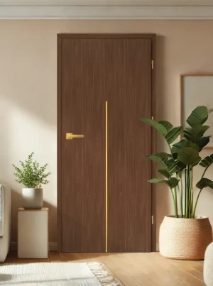ZESTAW Skrzydło + ościeżnica drzwi wewnętrzne Erkado Altamura LUX 413 PREMIUM - przylgowe złota intarsja drzwi do pokoju i łazienki nowoczesne eleganc