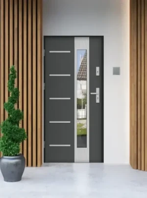 Outlet - NOWE - antracyt ciemny 100 lewe - Uta Energo Inox Program Czyste Powietrze. Ościeżnica stalowa. Wyprzedaż. Okazja. Od ręki. (M115) P01
