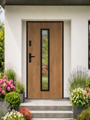 LOFT Aluminiowo-stalowe drzwi zewnętrzne Antracyt 90 100 czarna ościeżnica klamka rączka uchwyt loftowe nowoczesne industrialne szyba lustro Anolis LOFT SZYBA