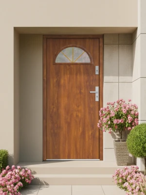 Outlet - NOWE - złoty dąb 90N prawe, wys. 202 cm, Model S02 Reflex Termo piana PUR, grubość skrzydła 72mm, ościeżnica ciepła drewniano - stalowa drzwi