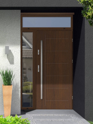 Gekko Premium z antabą i ramką nowoczesne energooszczędne drzwi wejściowe z doświetlem bocznym i górnym z lustrem weneckim 120 130