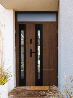 Dwuskrzydłowe grube 72mm z naświetlem górnym ciepła ościeżnica aluminiowa podwójne drzwi zewnętrznena wymiar dopasowaneszerokie wysokie nowoczesneTuluza BLACK