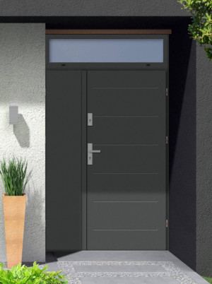 Dwuskrzydłowe grube 72mm z naświetlem górnym ciepła ościeżnica aluminiowa podwójne drzwi zewnętrznena wymiar dopasowaneszerokie wysokie nowoczesneAvon INOX