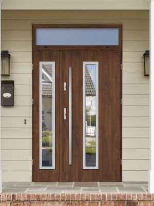 Dwuskrzydłowe grube 72mm z naświetlem górnym ciepła ościeżnica aluminiowa podwójne drzwi zewnętrznena wymiar dopasowaneszerokie wysokie nowoczesneAnolis INOX