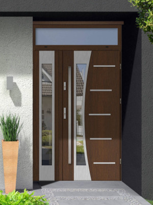 Dwuskrzydłowe grube 72mm z naświetlem górnym ciepła ościeżnica aluminiowa podwójne drzwi zewnętrznena wymiar dopasowaneszerokie wysokie nowoczesneAgama INOX