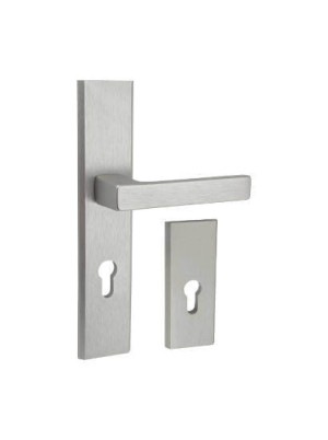 Klamka do drzwi zewnętrznych z rozetą - inox