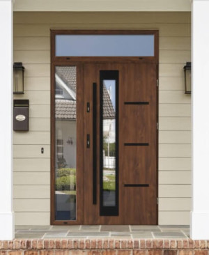 Greca Black Premium z czarną antabą i ramką nowoczesne energooszczędne drzwi wejściowe z doświetlem bocznym i górnym z szybą wenecką