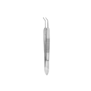Pęseta oczna okulistyczna Castroviejo zagięta z ząbkami 2x1 0.3 mm 10 cm