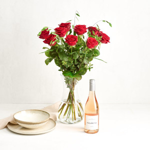 Interflora De røde roser med Les Amourettes, Rosé Pays d`Oc