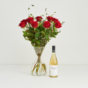 Interflora De røde roser med Terrae - Garnacha, Blanco, økologisk hvidvin