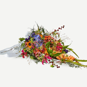 Interflora Bårebuket med bånd - Et farverigt farvel