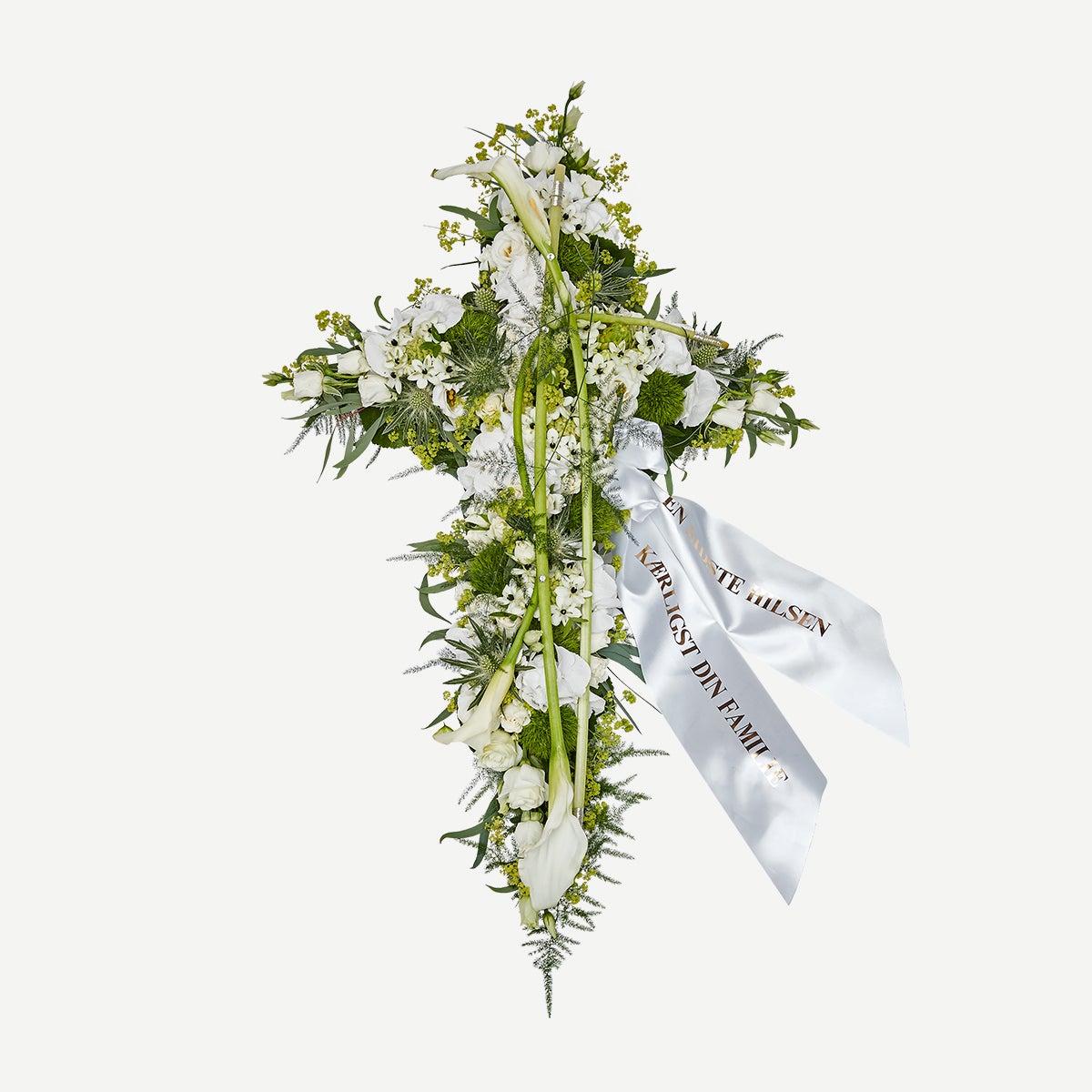 Interflora Kors i klassisk stil med bånd - creme
