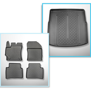 Completo di tappetini e tappetino per bagagliaio TPE per: Toyota Corolla XII E210 03.2019-.... (Touring Sports) - bagagliaio superiore (soglia di car
