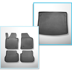 Completo di tappetini e tappetino per bagagliaio TPE per: Volkswagen Caddy Startline 2004-10.2020 (Station Wagon) - 5 posti; lamiera sulle pareti lat