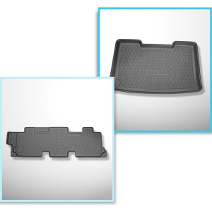 Completo di tappetini e tappetino per bagagliaio TPE per: Volkswagen Caravelle T6, T6.1 06.2015-2024 (Van) - interasse corto; dietro la 3a fila di se