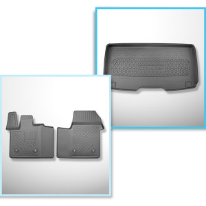 Completo di tappetini e tappetino per bagagliaio TPE per: Volkswagen Multivan T7 10.2021-.... (Van) - interasse lungo; dietro la 3a fila di sedili; a
