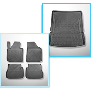Completo di tappetini e tappetino per bagagliaio TPE per: Volkswagen Caddy IV Maxi 10.2007-10.2020 (Van) - Startline; 5 posti; senza terza fila