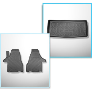 Completo di tappetini e tappetino per bagagliaio TPE per: Volkswagen Multivan T6, T6.1 06.2015-2021 (Van) - interasse corto; dietro la 3a fila di sed
