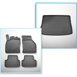 Completo di tappetini e tappetino per bagagliaio TPE per: Volkswagen Golf VIII 12.2019-.... (Hatchback) - bagagliaio superiore; pavimento mobile nell