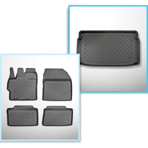 Completo di tappetini e tappetino per bagagliaio TPE per: Toyota Yaris IV 11.2020-.... (Hatchback) - bagagliaio superiore; per auto con pavimento dop