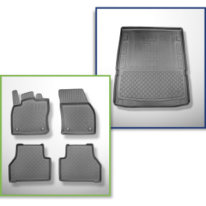 Completo di tappetini e tappetino per bagagliaio TPE per: Volkswagen Caddy V Maxi 11.2020-.... (Van) - 5 o 7 posti; senza terza fila