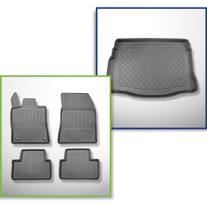 Completo di tappetini e tappetino per bagagliaio TPE per: DS 4 E-Tense Plug-in Hybrid 11.2021-.... (Hatchback) - anche per gli E-Tense Plug-in Hybrid