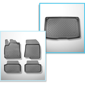 Completo di tappetini e tappetino per bagagliaio TPE per: Dacia Sandero III Stepway 01.2021-.... (Crossover) - bagagliaio superiore; pavimento mobile