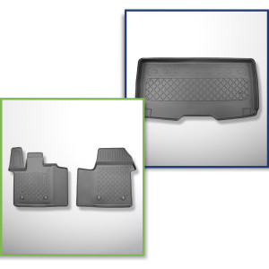 Completo di tappetini e tappetino per bagagliaio TPE per: Volkswagen Multivan T7 10.2021-.... (Van) - interasse lungo; dietro la 3a fila di sedili; a