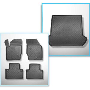 Completo di tappetini e tappetino per bagagliaio TPE per: Volvo XC90 I 2002-04.2015 (SUV) - 5/7 posti; 3a fila abbassata