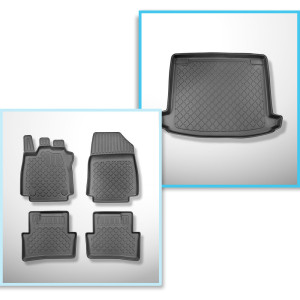 Completo di tappetini e tappetino per bagagliaio TPE per: Renault Clio IV 03.2013-2023 (Sporter) - bagagliaio superiore
