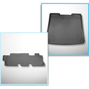 Completo di tappetini e tappetino per bagagliaio TPE per: Volkswagen Caravelle T6, T6.1 06.2015-2024 (Van) - interasse lungo; dietro la 3a fila di se