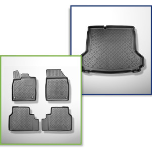 Completo di tappetini e tappetino per bagagliaio TPE per: Volkswagen ID.4 12.2020-.... (SUV) - bagagliaio inferiore; modelli senza pavimento mobile d